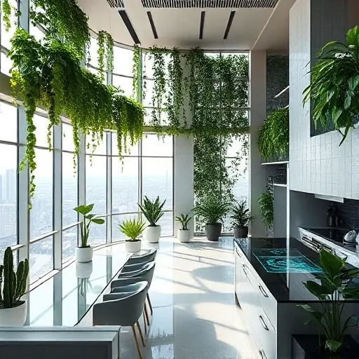 Гибридные квартиры будущего — объединение живых садов и цифровых технологий в интерьере